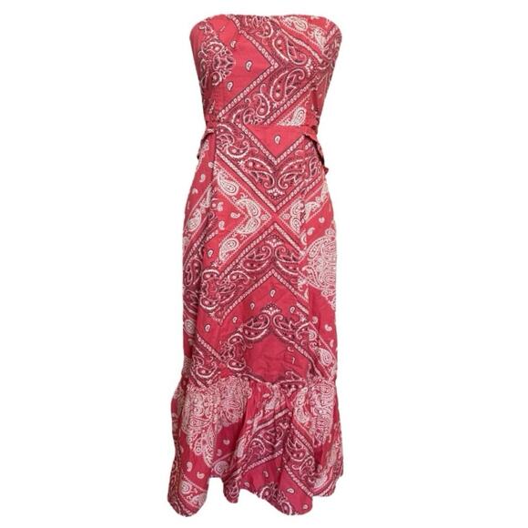 Holding Horses Anthropologie Bandana Print Strapless Dress Size 4 - Picture 1 of 6